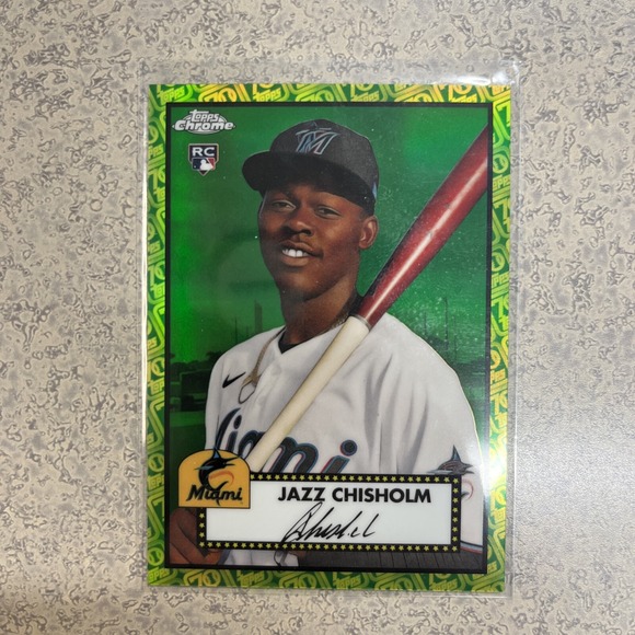 Jazz Chisholm 2021 Topps Chrome Platinum Anniversary Green/Yellow Refractor90/99 - Picture 1 of 5
